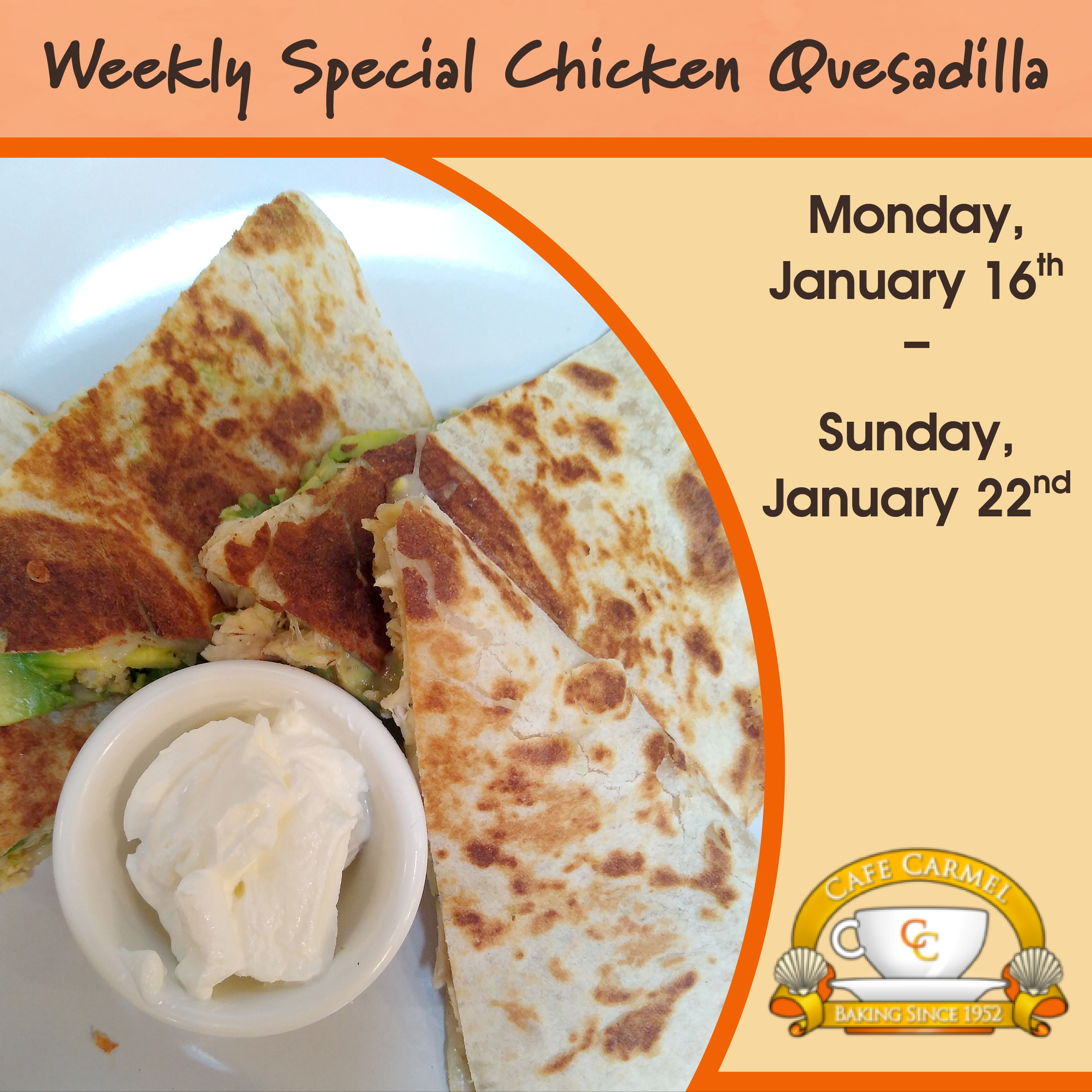 Weekly Special Chicken Quesadilla
